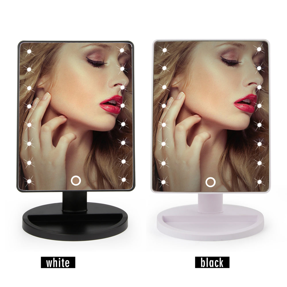 New Touch Screen Makeup Mirror Professional Vanity Mirror With 16/22 LED Lights Health Beauty Adjustable Countertop 180 Rotating