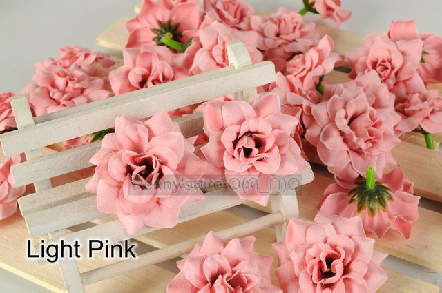 100 Pieces  1.77 Inches Artificial Silk Small Rose Flower Heads Home Garden Decor Party & Wedding Hair Clip Favors AFH0047