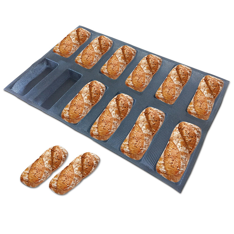 40X60CM Perforated silicone Bread Baking Form 12 channels English bread baking tray Square woven glass fabric Nonstick tray