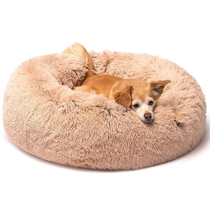 Round Kennel Dog Cat Winter Warm Sleeping Bed Super Soft Long Plush Pet Kennel Cushion Mat Portable Pet Supplies