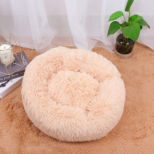 Round Kennel Dog Cat Winter Warm Sleeping Bed Super Soft Long Plush Pet Kennel Cushion Mat Portable Pet Supplies