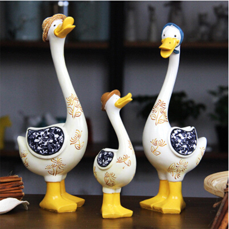 Kawaii Home/Garden Decoration Duck Family Crafts Ducking Ornaments Mum Duck Dad Duck and Ducking Rural Style Resin Crafts Gift