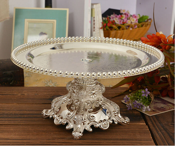 Silver plated cake tray cake stand fruit pastry bread tray holder table decoration wedding party tray decoration fruit  SG013