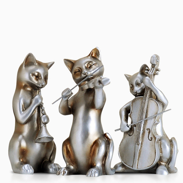Three  Cats Miniature Figurine Crafts Animal Statue Model Small Ornament Home & Garden Decoration Home Decor Resin Cat Figurine