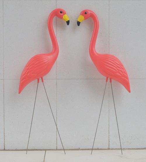 EALISEN 16 plastic bight pink premium flamingos garden ,yard and lawn art ornament wedding ceremony decoration with 34" height