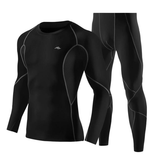 Mens Compression Sportswear Running Sets Bodybuilding Tight Legging Long Sleeves Shirts Sport Suit Workout Fitness Q264