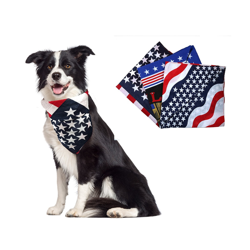 12pcs 4th of July Pet Large Dog Scarf Bandanas American Flag Fit for Large Midium Size Dogs Pet Dog Supplies Pet Grooming